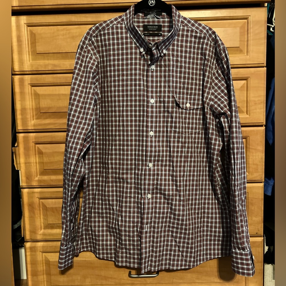 Nordstrom Men’s dress shirt - red and white plaid